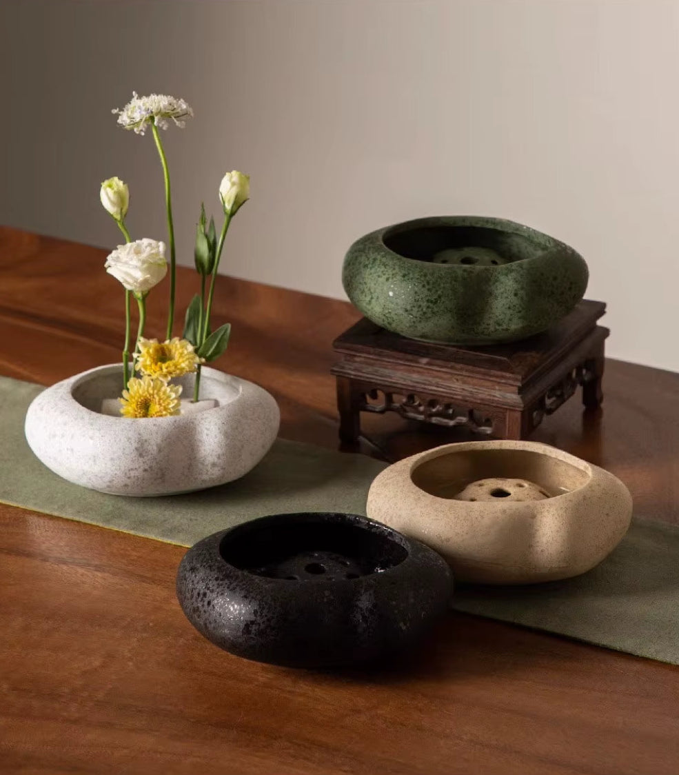 Lotus Seedpod Kenzan Ceramic Vase