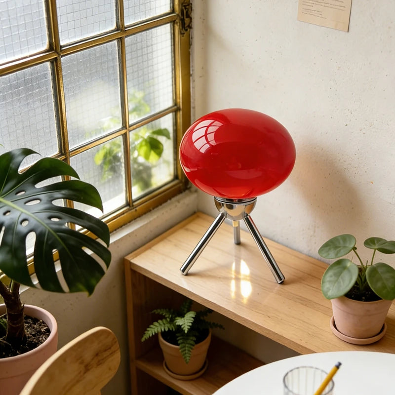 Bauhaus Mid-Century Glass Mushroom Table Lamp 