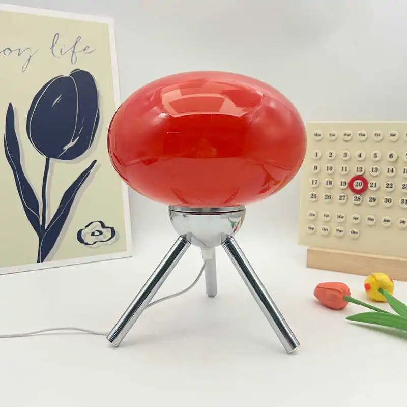 Bauhaus Mid-Century Glass Mushroom Table Lamp 