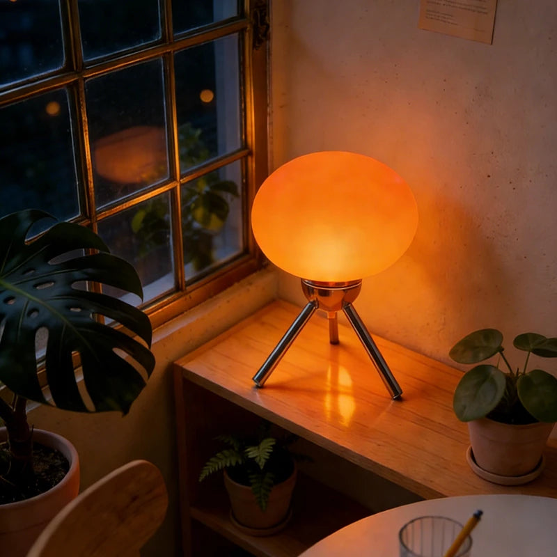 Bauhaus Mid-Century Glass Mushroom Table Lamp 
